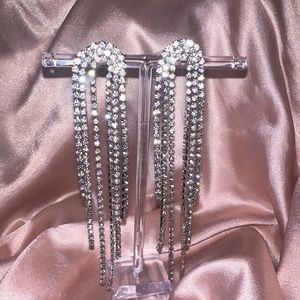 Rhinestone Tassel Decor Drop Earrings